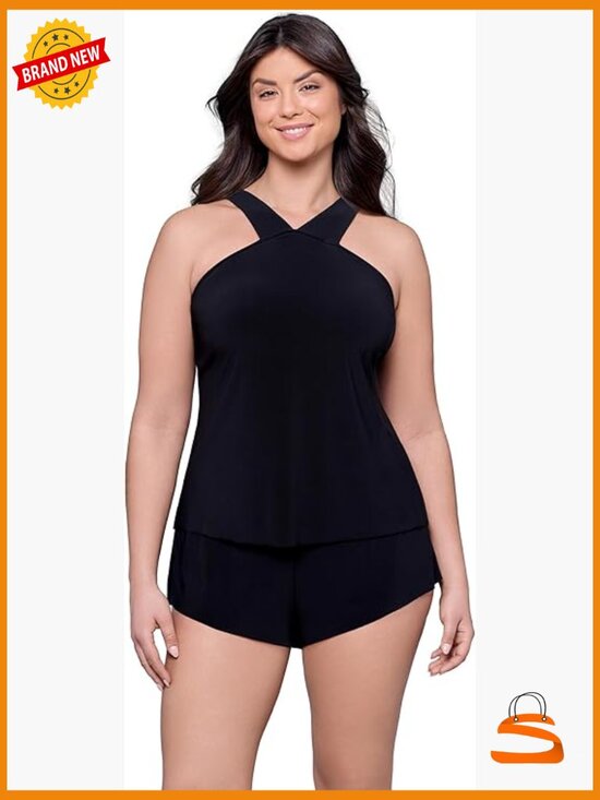 Other - Slimming High Neck Swim Romper with Pockets Adjustable Straps